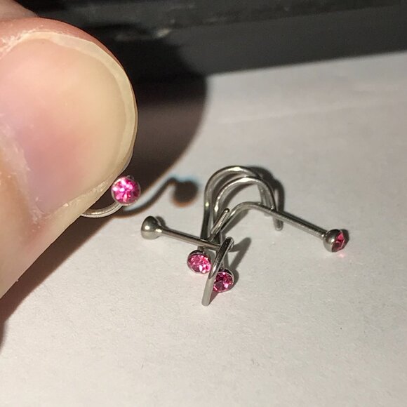 Hot Pink 22 Gauge Curved Nose Rings - Picture 3 of 3